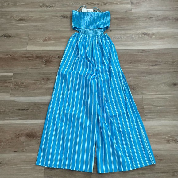 NWT Faithfull the Brand Baylee Jumpsuit Maya Stripe Print Blue size 2 - Picture 6 of 11